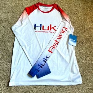 HUK RED, WHITE & BLUE DRY FIT LONG SLEEVE